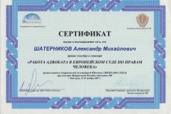 Сертификат "Работа адвоката в европейском суде по правам человека"